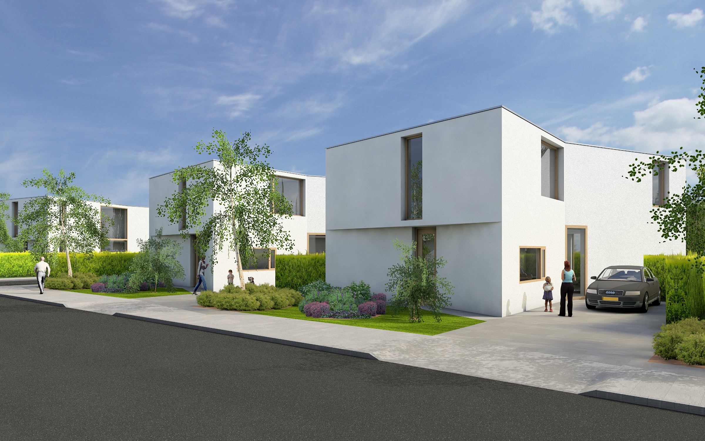 Architect minimalistische woning met verschillende uitzichtpunten en afwisselende ramen