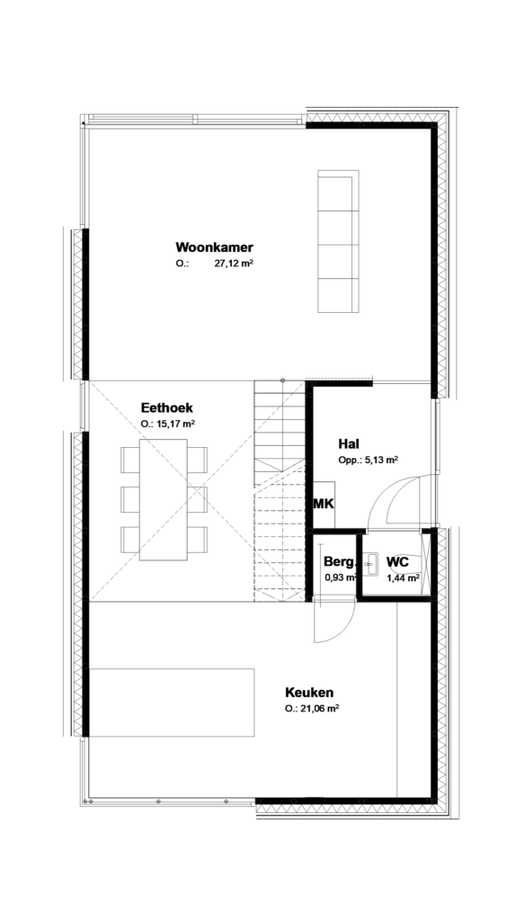 Stalen woning Nuth plattegrond begane grond 2