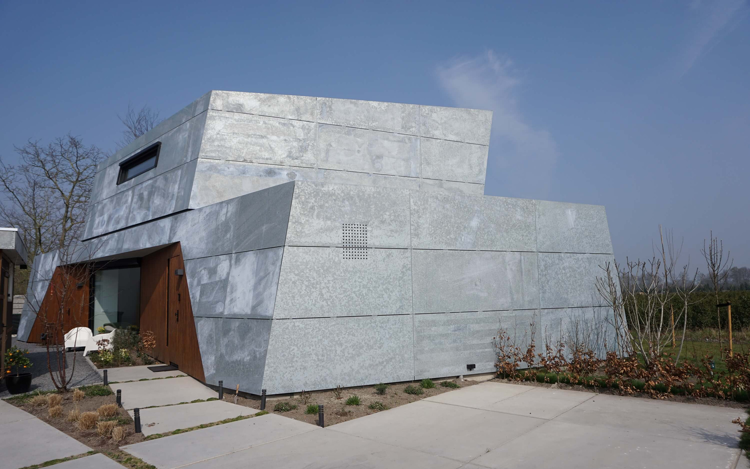 Futurische architectonische woning stalen 